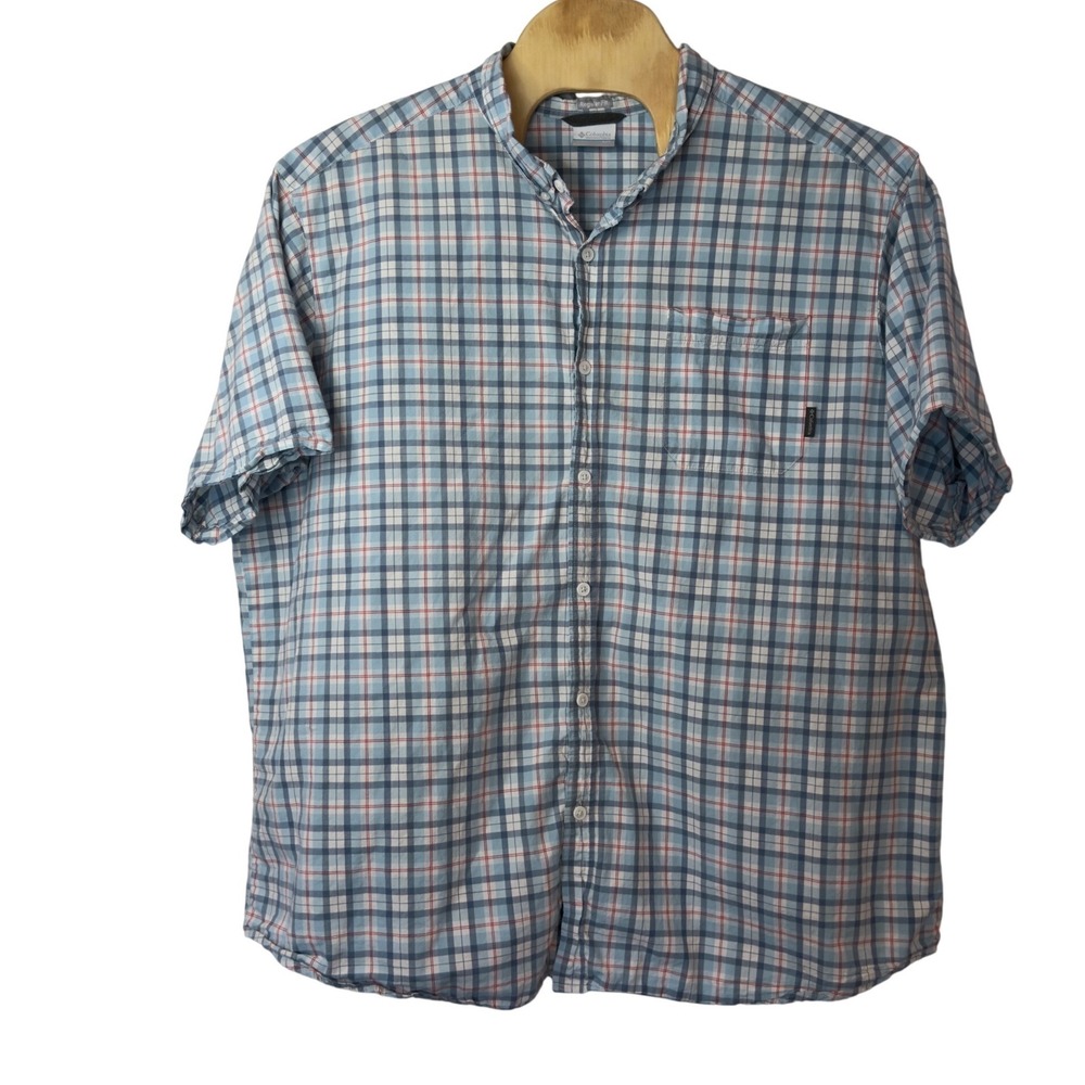 Columbia Mens Rapid Rivers II Short Sleeve Button Shirt Size 4XLT Big Tall Plaid